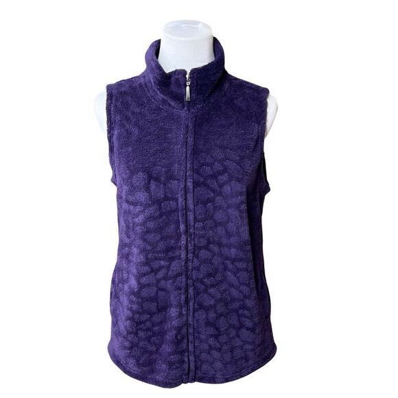 French Laundry High Pile Textured Zipper Vest Purple Cozy Outdoor Casual MEDIUM - Picture 1 of 10